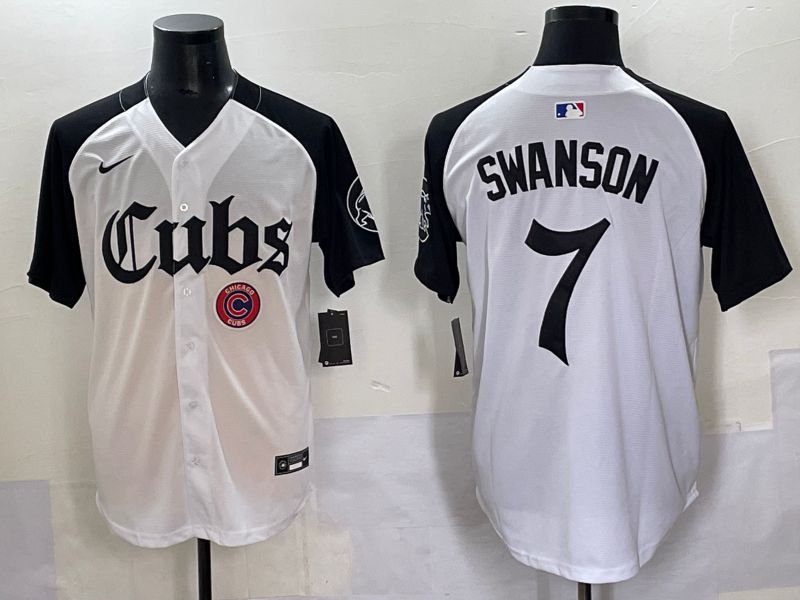 Men 2025 Chicago Cubs #7 Swanson white black Five generations Joint Name Nike MLB Jersey style 11->chicago cubs->MLB Jersey